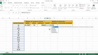 Calculando las media moda mediana rango varianza y desviación estándar con el programa de excel [upl. by Sirraj]