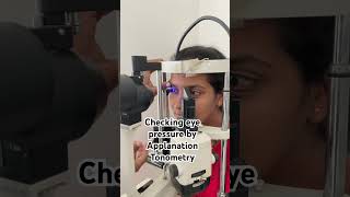 Checking eye pressure by Applanation Tonometry [upl. by Trawets680]