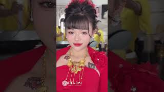 👰🏻‍♀️ Layout đỏ cho dâu nhà em MU A amp Hair  Anhh Khoa wedding makeup [upl. by Cirda]