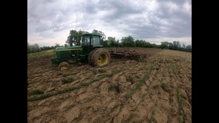 John Deere 4430 Disking Corn Ground With a White 271 Disk Part 1 [upl. by Plume]