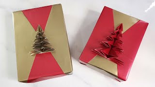 Gift Wrapping Ideas  Wrapping Christmas Presents  3D origami Christmas Tree Decoration [upl. by Ekenna390]