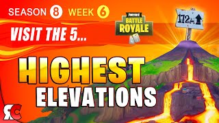 Fortnite WEEK 6  Visit the 5 HIGHEST Elevations  All Locations Season 8 Challenges [upl. by Neenej]