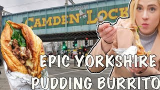 AMAZING BEEF YORKSHIRE PUDDING BURRITO IN CAMDEN MARKET LONDON [upl. by Terhune]