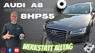 GetriebeDOC  Getriebespülung 8HP55 von ZF bei einem Audi A8 D4 30 TFSI 8 Gang Automatik Getriebe [upl. by Nickerson]