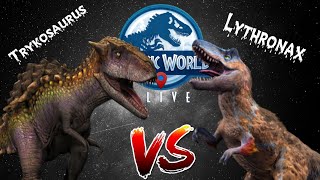 Max level🔥Lythronax🔥 Vs 🔥Trykosaurus🔥shortvideo jurassicworldalive [upl. by Shanie]