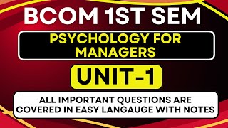 IMPORTANT QUESTIONS OF PSYCHOLOGY FOR MANAGERS BCOM psychology importantquestions exam [upl. by Nanyt297]