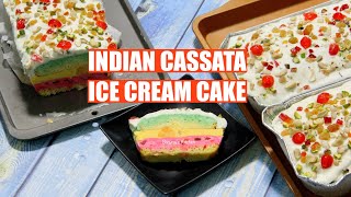 Short Cut Indian Cassata Ice Cream Cake Video Recipe  Bhavnas Kitchen [upl. by Marlo937]