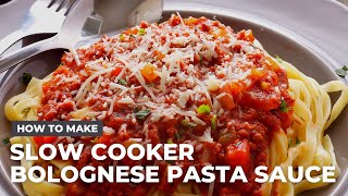 Slow Cooker Bolognese Pasta Sauce Recipe [upl. by Coryden]