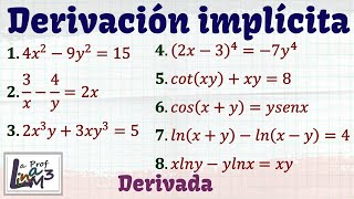 Derivación Implícita  8 ejercicios explicados  La Prof Lina M3 [upl. by Ruthven934]