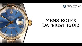 Mens Rolex TwoTone Datejust Watch Blue Dial 16013 [upl. by Reklaw450]