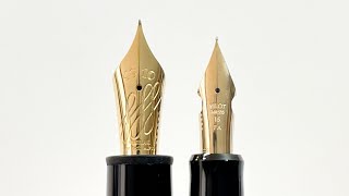 Montblanc 149 Calligraphy Flex vs Pilot Custom 823 FA nib [upl. by Amhser]