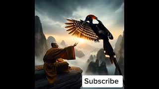 Chinese Monk with Giant Imperial Woodpecker on a Misty Mountain Ledge birds animation wildlife [upl. by Dannie]