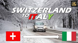 4K Driving the Maloja Pass  Switizerland to Italy  Incredible Alps Winter Landscapes [upl. by Annaihs]