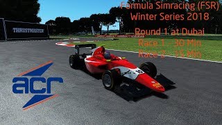 rFactor 2  Formula Simracing FSR Winter Series 2018 Round 2  Dubai  GP3 car Race 12 [upl. by Fasano317]