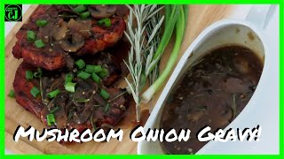 Mushroom Onion Gravy  Cast Iron Skillet Gravy  How to make mushroom and onion gravy [upl. by Gnem]