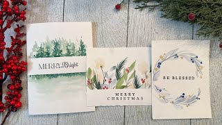 3 Simple Watercolor Holiday Cards Designs Make your own Christmas cards [upl. by Arlon]