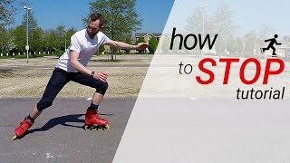 How to stop on inline skates  rollerblades  3 stops for beginners tutorial [upl. by Wira593]