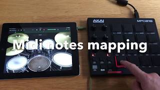 iPad GarageBand Acoustic drums  Midi Note Mapping [upl. by Jacobah120]