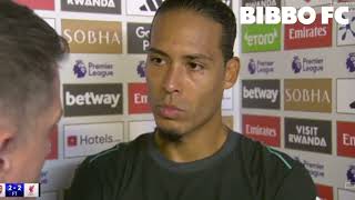 Virgil Van Dijk post match interview Liverpool vs arsenal quotWe will take the point quot [upl. by Luhem]