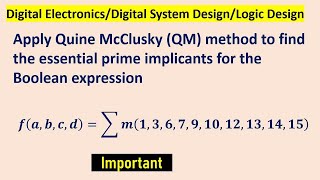 Quine McClusky QM method to find the essential prime implicants [upl. by Cinderella]