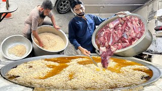 Traditional Kabuli Pulao Making With Boiled Meat  100 KG Popular Giant Afghani Rice Meat Prepared [upl. by Yorle665]