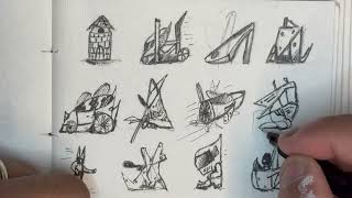 ASMR Doodling the Future Pencil Drawings of Creatures Armor and Futuristic Tools [upl. by Annabelle]