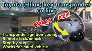 Easily program a spare Toyota key Hilux Vigo  ignition AND door locks [upl. by Sinegold]