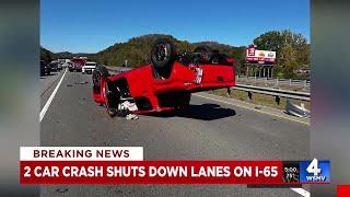 All lanes blocked on I65 South due to overturned vehicle [upl. by Drareg]