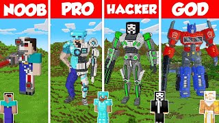 Robot Build Battle Challenge  Noob vs Pro vs Hacker vs God  Minecraft Animation [upl. by Alaunnoif]