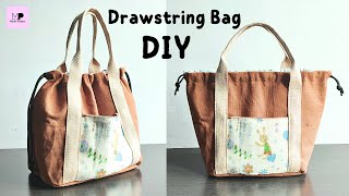 DIY Drawstring Bag Tutorial  Easy Lined Drawstring Bag Tutorial [upl. by Parthinia]