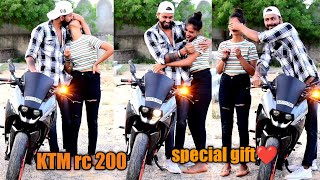 KTM rc 200 special gift🎁 prank on girlfriend gone extremely romantic kissing prank ❤️ [upl. by Yrol274]