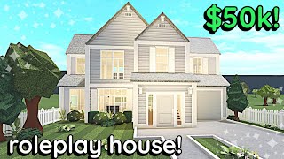 50k Aesthetic Bloxburg Roleplay House Build 2 Story Exterior Tutorial WITH VOICE [upl. by Rizzi]