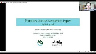 Prosody across sentence types  Maria Esipova BarIlan University SALT 34 poster lightning talk [upl. by Novad]