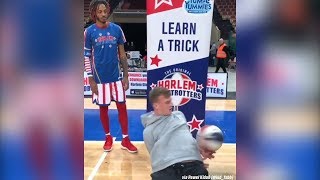 Harlem Globetrotter gets SCHOOLED by a basketball freestyler [upl. by Euqirdor867]