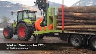 Westtech Woodcracker L920  auf Gögl Rungenanhänger [upl. by Marigold]