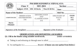 CLASS5 EVS  SEE 2024  Annual Exam Question Paper  TERM2 KV CBSE  ENVIRONMENTAL STUDIES [upl. by Ahsirahc]