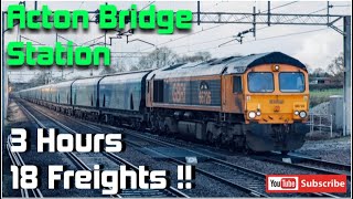 WCML 28 Loco’s in 3 Hours of Freight Trains at a Pg Down Acton Bridge Railway Station [upl. by Lihas81]