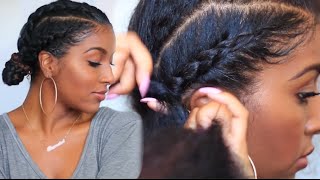 How To Cornrow Braid With Double Buns  naturalneiicey [upl. by Leinehtan]