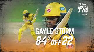 Gayle storm in Abu Dhabi T10 I 84 off 22 balls I 12 balls T10 Fifty I Day 6 I Team Abu Dhabi [upl. by Htez273]