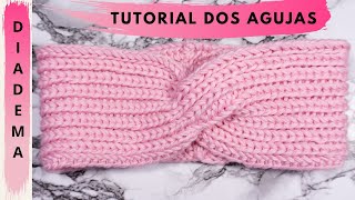 Cómo tejer una diadema tipo turbante ►tutorial paso a paso ► con cualquier lana► 2 agujas [upl. by Ahsimik857]