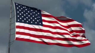 American Flag waving  Free HD stock footage with National Anthem sung by Videographer [upl. by Siuqcram]