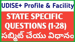 How to submit UDISE PLUS SCHOOL PROFILE amp FECILITY STATE SPECIFIC QUESTIONS 128 [upl. by Arytas]