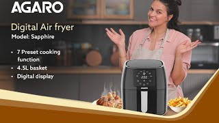 AGARO Sapphire Digital Air Fryer For Home 45L Electric Air Fryer Oven 1400W 7 Preset Programs [upl. by Sparkie]