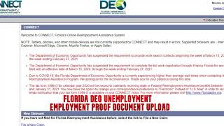 Florida DEO Employment Proof Document Upload PUA FPUC 💲300 Unemployment Extension Benefits Stimulus [upl. by Keelby]