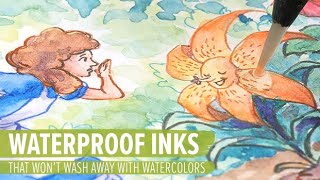 Waterproof Pens amp Inks That Wont Wash Away With Watercolors [upl. by Nedak103]