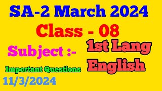 Class 8 SA2 Final First Language English Important Questions [upl. by Clemen830]