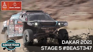 Tom Coronels first drive in Beast347 and Tim as navigator in stage 5 Dakar Rally 2021 [upl. by Naashar]