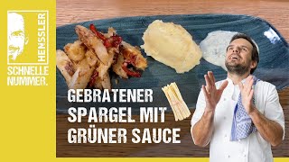 Schnelles Gebratener weißer Spargel mit Kartoffelpüree und grüner Sauce Rezept von Steffen Henssler [upl. by Lamori555]