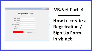 VBNet Part4 How to create a Registration  Sign Up Form in vbnet [upl. by Aley]