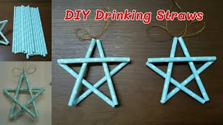 3 Minutes Diy Paper Drinking Straws  How to make Easy Christmas Star [upl. by Bethanne]